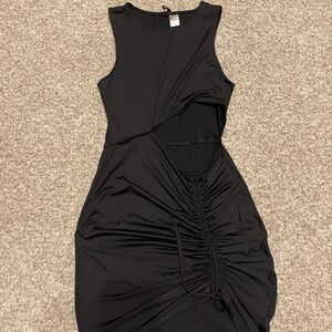 H&M Black Asymmetrical Dress with Ruching